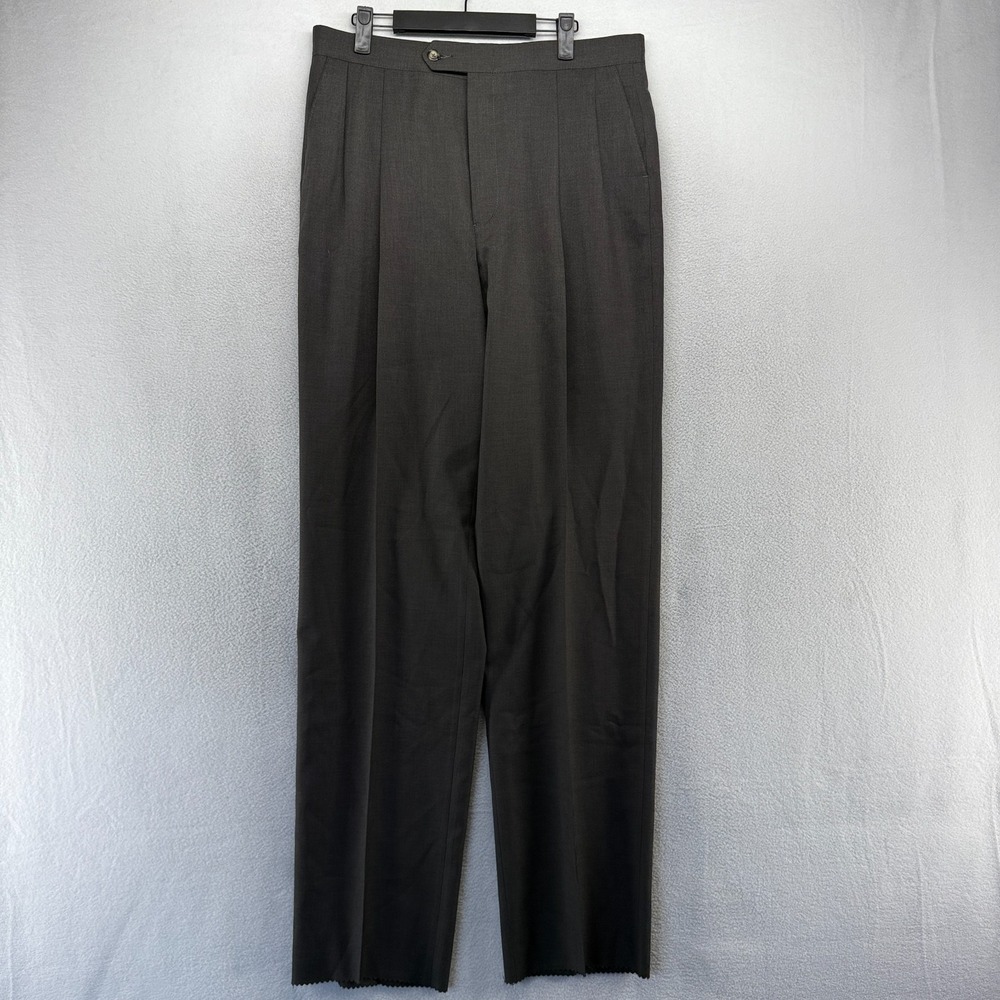 Vintage Sansabelt Dress Pants men's 34 Gray Trousers Unhemmed Raw Pleated NEW